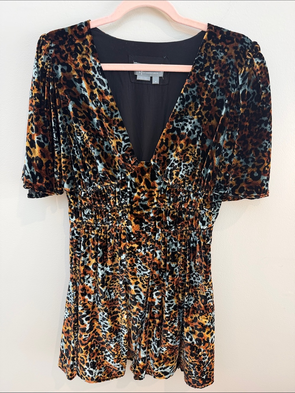 Anthropologie Somerset Mini Leopard Print Velvet